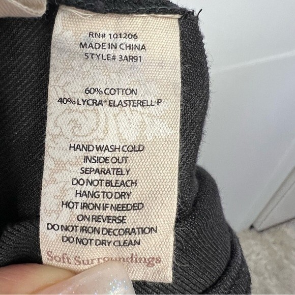 Soft Surroundings Rhinestone Front Jeans Womens 10P Black High Rise Skinny Pants - Picture 11 of 11